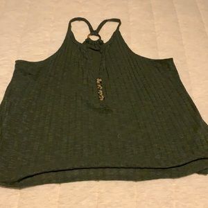 Army green tank top with buttons